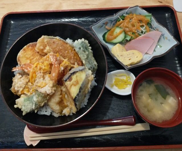 太宰府ランチ 揚げたて天ぷら はまだ 天とじ丼セット