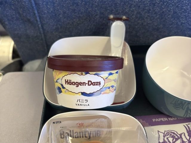 成田→北京便 機内食のデザート_ハーゲンダッツバニラ