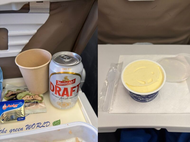 MIATモンゴル航空（成田→ウランバートル便）エコノミークラスの機内食（ドリンクとアイス)